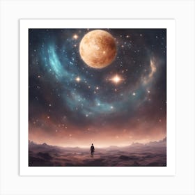 Man Looking At The Moon Art Print