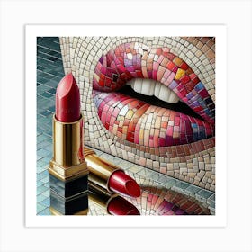 Lipstick On A Mosaic Wall Art Print