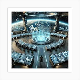 A Futuristic Science Fiction Command Center Within Art Print