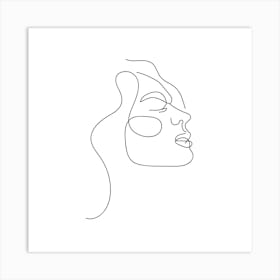 Portrait Of A Woman Continuous line drawing of a woman, Scandinavian wall art, fine art print. Art Print