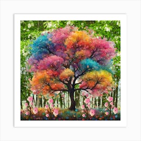 Colorful Tree In The Forest. Art Print