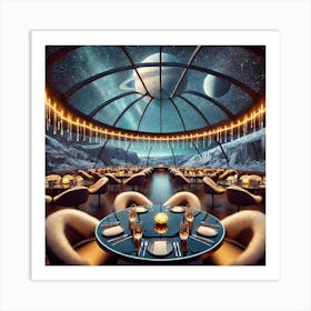 A Futuristic Sci Fi Restaurant S Aurora Dome Dinin Art Print