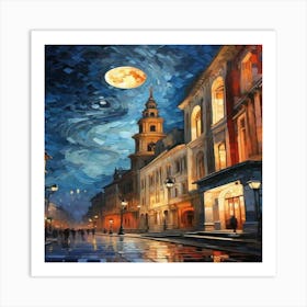 Moonlight On The Street Art Print