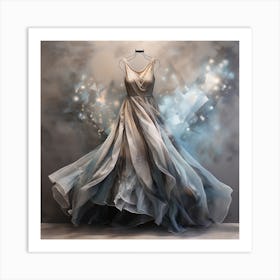 Galaxy Silk - Abstract Silver Dress of a Million Diamon Stars Art Print