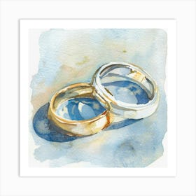 Watercolor Wedding Rings Close Up Art Print