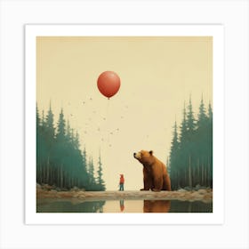 Bear And A Girl Art Print