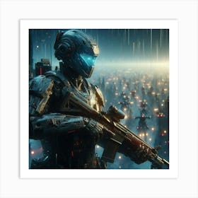 Soldier In A Futuristic Setting Art Print