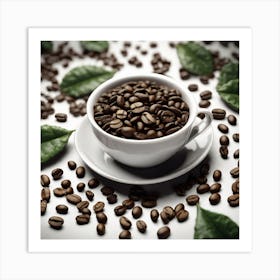 Coffee Beans And Leaves 9 Art Print