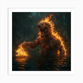 Godzilla In Fire Art Print