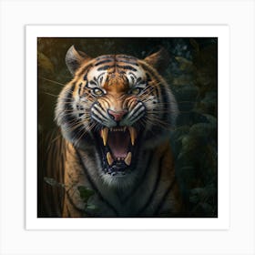 Tiger Roaring Art Print