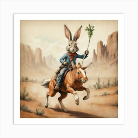 Rabbit On A Horse 2 Art Print