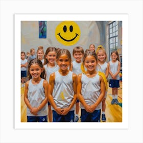 Photo Medium Shot Smiley Kids In School Gym 1 Art Print