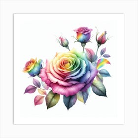 Rainbow roses Art Print