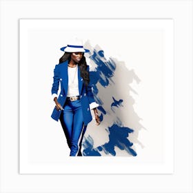 Woman In Blue Jacket Art Print