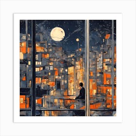 Night In The City vector art Art Print