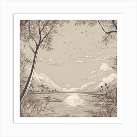 Landscape Drawing Art Print