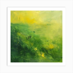 Abstract Painting, Acrylic On Canvas, Green Color 1 Art Print