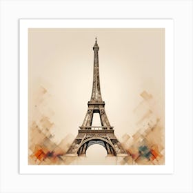 Eiffel Tower wallart colorful beige print abstract poster art illustration design texture for canvas Art Print