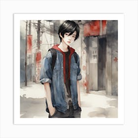 Boy In A City Art Print