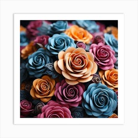 Paper Roses Bouquet Art Print