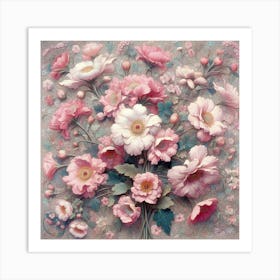 Pink Flowers In A Vase Art Print