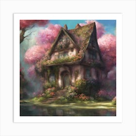 Cherry Blossom House Art Print