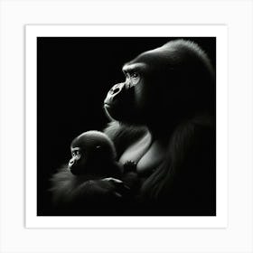 Gorilla And Her Baby Art Print