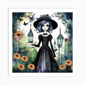 Gothic whimiscal girl Art Print