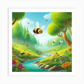 Bees In The Forest 9 Art Print