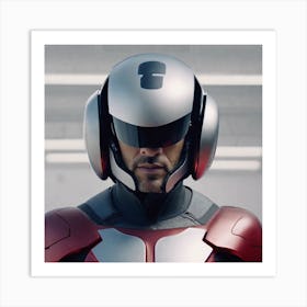 Create A Cinematic Apple Commercial Showcasing The Futuristic And Technologically Advanced World Of The Man In The Hightech Helmet, Highlighting The Cuttingedge Innovations And Sleek Design Of The Helmet And (14) Art Print