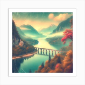 Bridge Over A River Painting Art Print