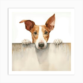 Dog Peeking Over The Wall 19 Art Print