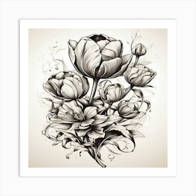 Tulip Tattoo Design Art Print