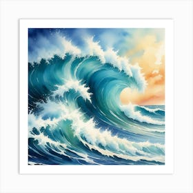 Ocean Wave At Sunset 1 Art Print