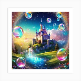 Cinderella Castle With Bubbles Art Print