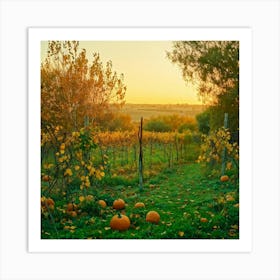 An Isolated Rustic Natural View Of A Bountiful Garden In Autumn Where A Plethora Of Verdant Pumpk (6) Art Print