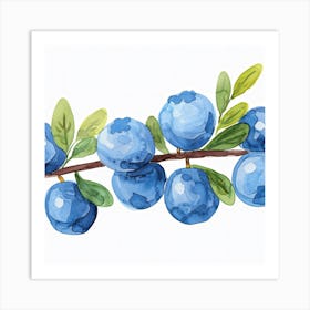 Blueberries On A Branch Art Print