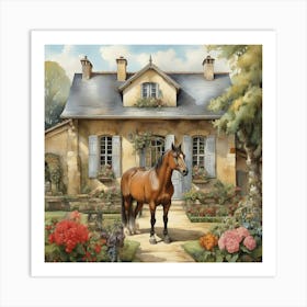 Horse In Front Of House art 2 Art Print