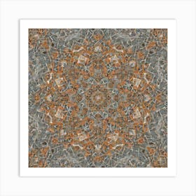 Firefly Beautiful Modern Detailed Indian Mandala Pattern In Neutral Gray, Silver, Copper, Tan, And C (1) Art Print