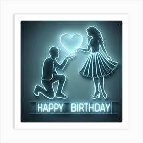 Happy Birthday Neon Sign Art Print