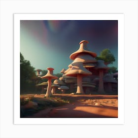 Mushroom Village Art Print