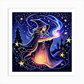 Wizard Casting Spells Art Print