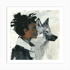 Girl With Wolf Art Print