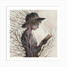 A Mesmerizing Watercolor Artwork Featuring A Woman Art Print