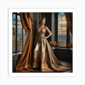 Golden Evening Dress Art Print