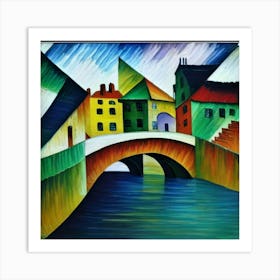 Bridge over the river surrounded by houses 5 Art Print