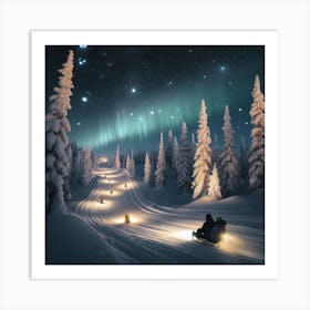 Sled at night Art Print