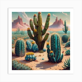 Cacti In Bloom Art Print