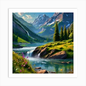 Mountain Landscape Painting Art Print