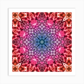 Mosaic Pattern Red Flower 2 Art Print